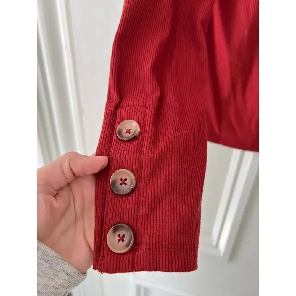 Tahari red ribbed turtleneck long sleeve top M - Picture 4 of 4